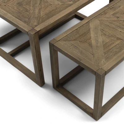 Oryginalny Zestaw 3 Stolików Kawowych Romora Riviera Maison 80x80x75cm 5