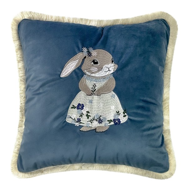 Poduszka Haftowana Dekoracyjna Bunny Girl - Różne Kolory Tkanin