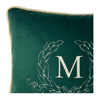 Poduszka Haftowana Dekoracyjna Velvet Laur Monogram - Różne Kolory Tkanin 3