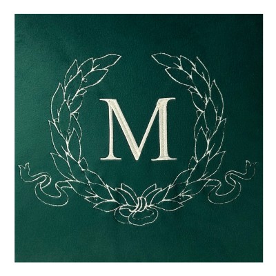 Poduszka Haftowana Dekoracyjna Velvet Laur Monogram - Różne Kolory Tkanin 4
