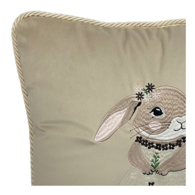 Poduszka Haftowana Dekoracyjna Bunny Girl - Różne Kolory Tkanin 4