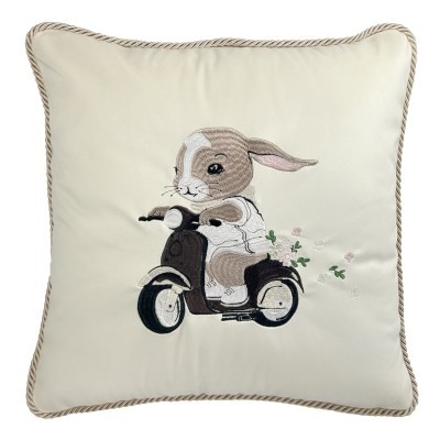 Poduszka Haftowana Dekoracyjna Bunny Boy - Różne Kolory Tkanin 2