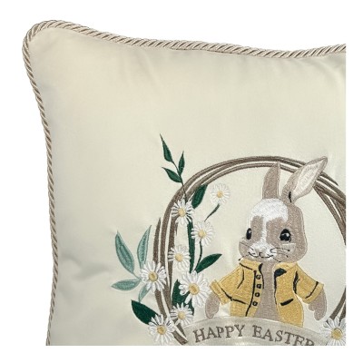 Poduszka Haftowana Dekoracyjna Happy Easter - Różne Kolory Tkanin 3
