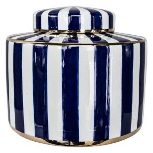 Waza Ceramiczna, Amfora Stripes Biało-Granatowa 22cm