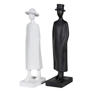 Zestaw Figurek Dekoracyjnych Couple Biało -Czarnych Wys. 38cm