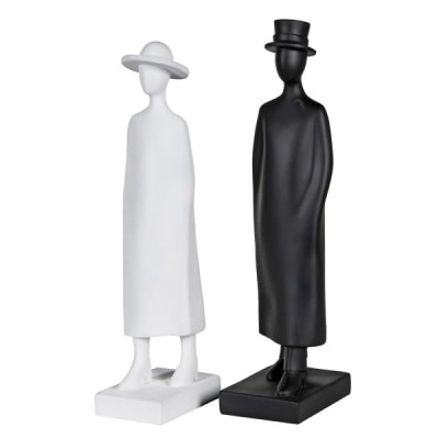 Zestaw Figurek Dekoracyjnych Couple Biało -Czarnych Wys. 38cm 2