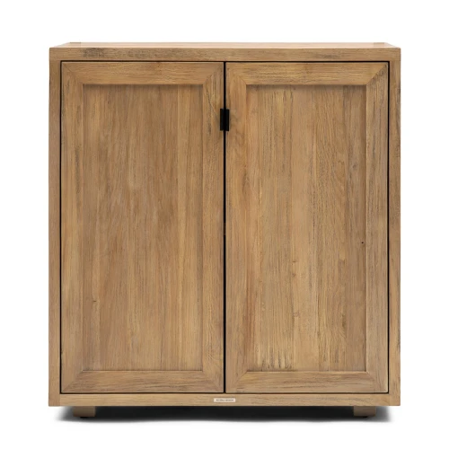 Modułowa komoda Del Rey Riviera Maison z jasnego drewna, 2 drzwi, minimalistyczna, gładka, wymiary 80x42x85 cm, prosta linia, podstawka na stopkach, bez wzorów i napisów.