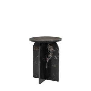 Marmurowy Czarny Stolik Pomocniczy Marble Black 40x40x50cm