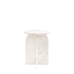 Marmurowy Biały Stolik Pomocniczy Marble White 40x40x50cm