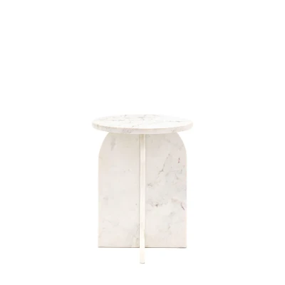 Marmurowy Biały Stolik Pomocniczy Marble White 40x40x50cm 4