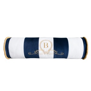 Wałek Dekoracyjny w Pasy Hamptons Monogram 50x15cm  - Różne Kolory Tkanin