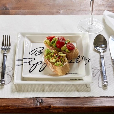 Talerz Riviera Maison Buon Appetito Square 18x18x2 4