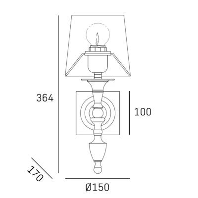 Stylowy Kinkiet Fresco Szczotkowany Mosiądz 15x17x36 3
