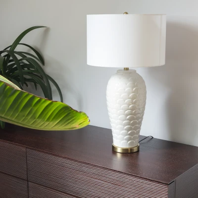 Klasyczna Ceramiczna Lampa Stołowa Classico Biała  Wys. 74cm 9