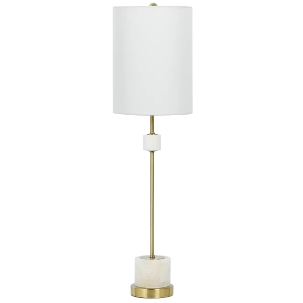Designerska Lampa Stołowa Milan Alabaster i Mosiądz Wys. 77,5cm