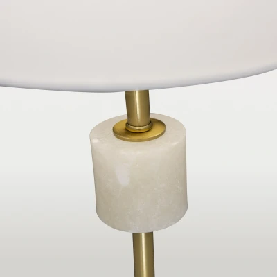 Designerska Lampa Stołowa Milan Alabaster i Mosiądz Wys. 77,5cm 5