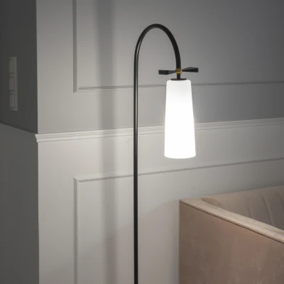 Designerska Lampa Podłogowa Bow Mosiądz Czarna Wys. 150cm 4