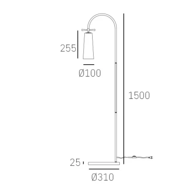 Designerska Lampa Podłogowa Bow Mosiądz Czarna Wys. 150cm 7