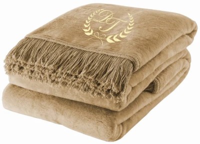 Personalizowany Koc Beżowy z Haftem Monogram 150x200cm 2