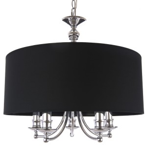 Lampa Wisząca Srebrna z Czarnym Abażurem Volare Libero  50x50x45cm