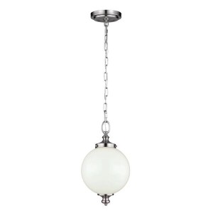 Lampa Sufitowa, Wisząca Globe S Nikiel, Biały 22x22x38cm