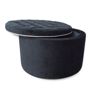 Puf/Stołek Velvet Rond Black XXL - różne kolory tapicerki 3