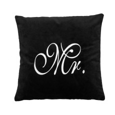 Poduszka Haftowana Dekoracyjna Dla Niego Black/White - Różne Kolory Tkanin