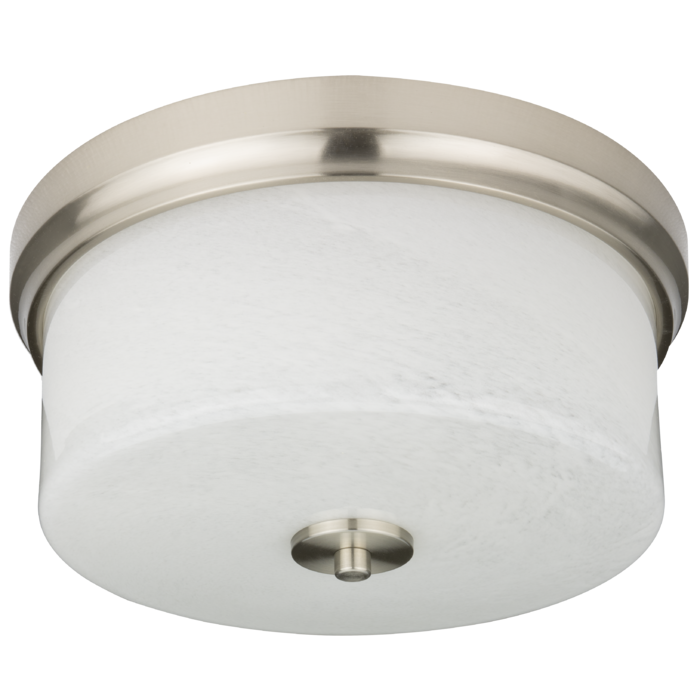Plafon Faro w kolorze niklowym, o wymiarach 30x14 cm, z mlecznym kurkiem z szkła. Produkt montowany sufitowo, widoczny z przodu, z centralnym mocowaniem. Prosta forma, bez dodatkowych wzorów lub logo. Idealny do oświetlenia wnętrz.